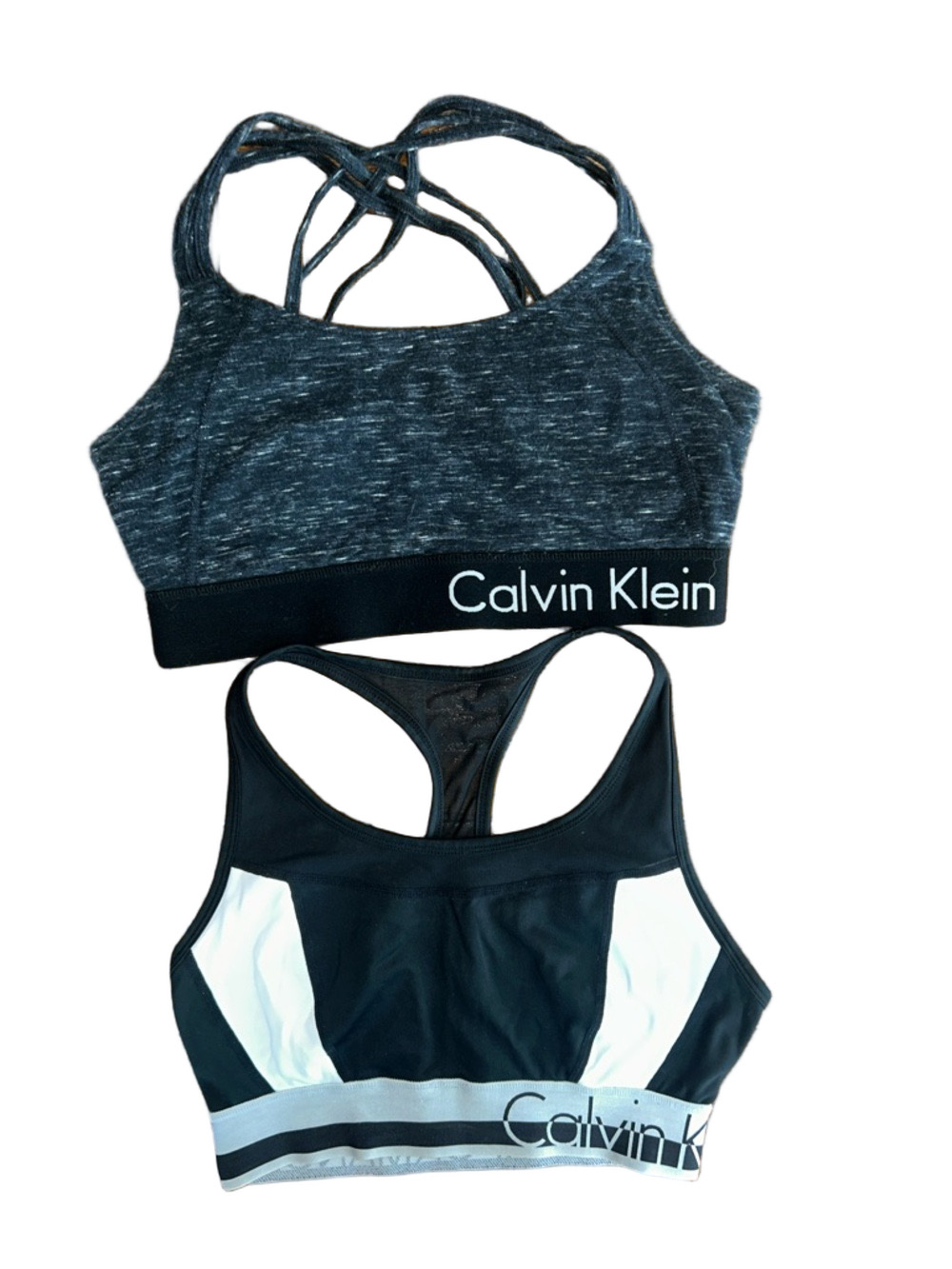 Calvin Klein Black & Charcoal Sports Bra Set: Size Medium